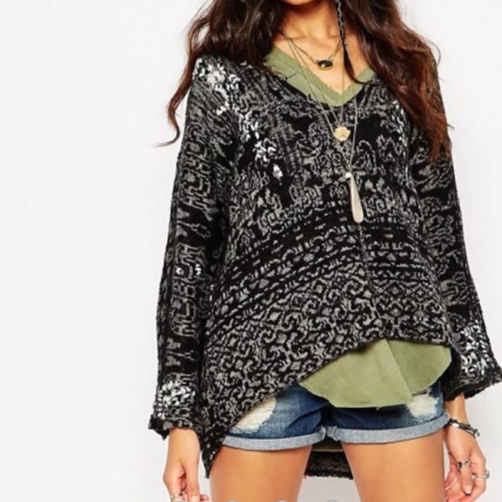 ✨NWT Free People Oversized Slouchy Boho Fuzzy Wool Alpaca Hooded Grunge Sweater - Picture 7 of 16